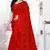 Red embroidered chiffon saree with blouse