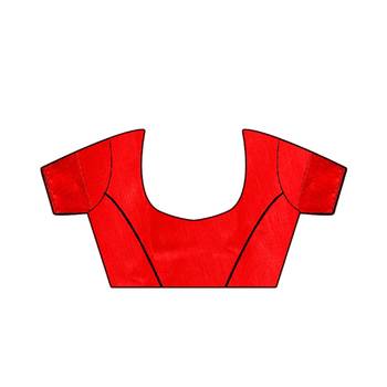 Red embroidered chiffon saree with blouse 5