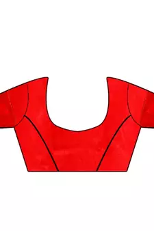 Red embroidered chiffon saree with blouse