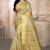Cream embroidered cotton silk saree with blouse