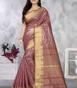 Pink embroidered cotton silk saree with blouse