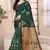 Green printed art silk saree saree with blouse