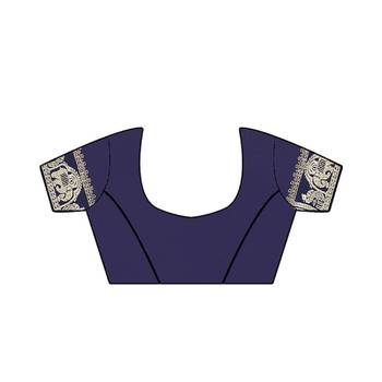 Blue printed art silk saree saree with blouse 5