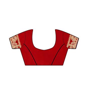 Red printed art silk saree saree with blouse 5