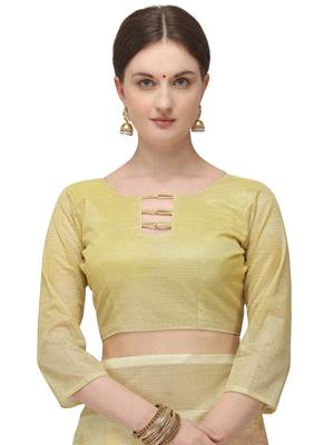 Cream printed art silk saree saree with blouse 5
