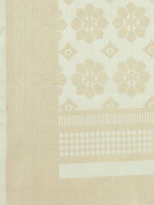 Beige printed banarasi silk saree with blouse 4