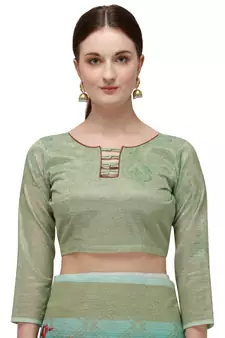 Green printed art silk saree saree with blouse