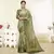 Green printed silk blend saree saree with blouse