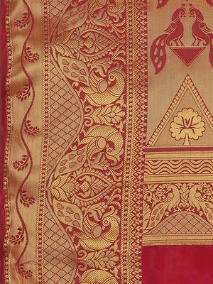 Orange printed art silk saree saree with blouse 4