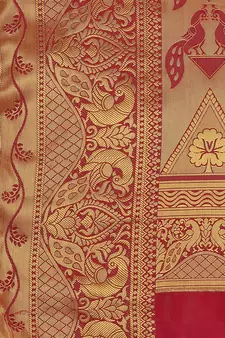 Orange printed art silk saree saree with blouse