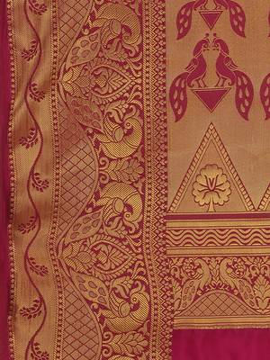 Pink printed silk blend saree saree with blouse 4