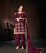 Wine embroidered cotton silk salwar