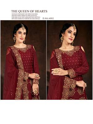 Red embroidered cotton silk salwar 2