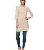 Orange printed cotton short-kurtis