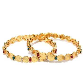 Sukkhi Adorable Gold Plated Goddess Bangle Set of 2 for Women 1