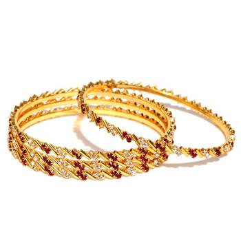 Sukkhi Astonish Gold Plated Colour & AD Stone Bangle Set of 4 for Women 1