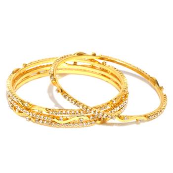 Sukkhi Classic Gold Plated AD Stone Bangle Set of 4 for Women 1