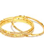 Sukkhi Classic Gold Plated AD Stone Bangle Set of 4 for Women