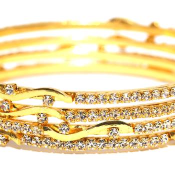 Sukkhi Classic Gold Plated AD Stone Bangle Set of 4 for Women 3