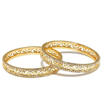 Sukkhi Incredible Gold Plated AD Stone Bangle Set of 2 for Women 1