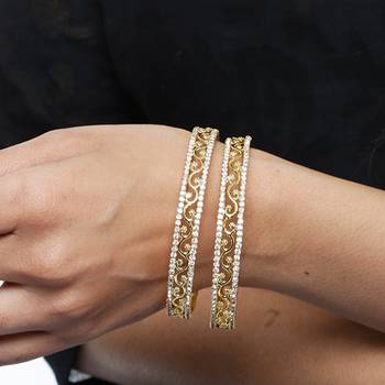 Sukkhi Incredible Gold Plated AD Stone Bangle Set of 2 for Women 2