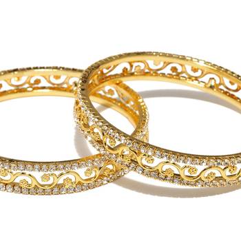 Sukkhi Incredible Gold Plated AD Stone Bangle Set of 2 for Women 4