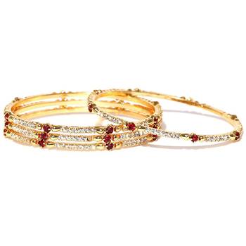 Sukkhi Stylish Gold Plated AD Stone Bangle Set of 4 for Women 1