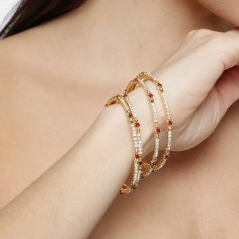 Sukkhi Stylish Gold Plated AD Stone Bangle Set of 4 for Women 2