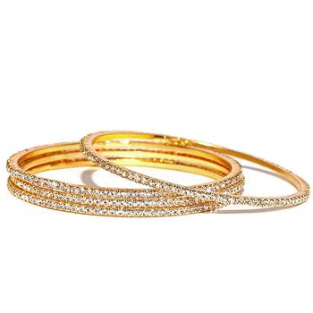Sukkhi Classy Gold Plated AD Stone Bangle Set of 4 for Women 1