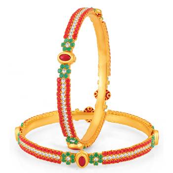 Sukkhi Pleasing Gold Plated Coral Bangle Set of 2 for Women 1