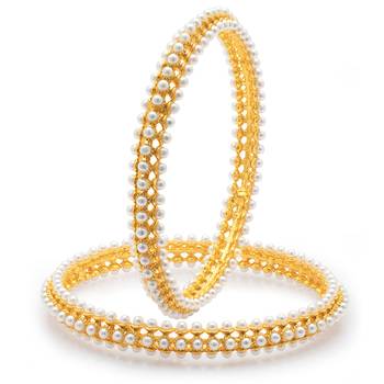 Sukkhi Equisite Gold Plated Pearl Bangle Set of 2 for Women 1