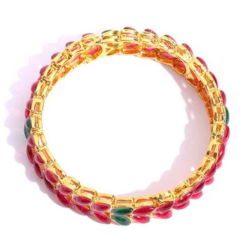 Sukkhi Sparkling Kempu Stone Gold Plated Bangle Set of 2 for Women 3