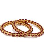 Sukkhi Bewitching Kempu Stone Gold Plated Bangle Set of 2 for Women