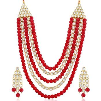 Sukkhi Astonish Gold Plated Kundan Long Haram Necklace Set for Women 1