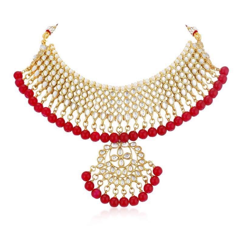 Sukkhi Glorious Kundan Gold Plated Choker Necklace Set for Women