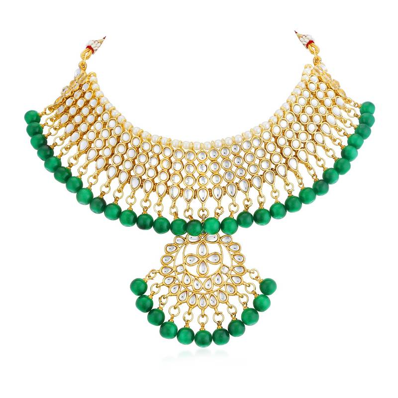 Sukkhi Trendy Kundan Gold Plated Choker Necklace Set for Women