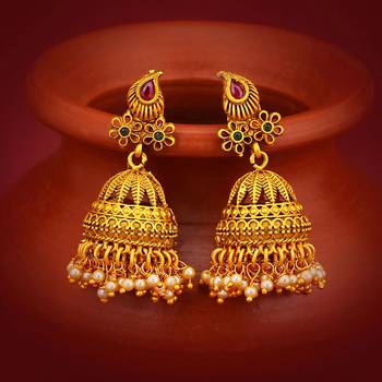 Sukkhi Sensational Pearl Gold Plated Jhumki Earring for Women 2