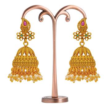 Sukkhi Sensational Pearl Gold Plated Jhumki Earring for Women 4