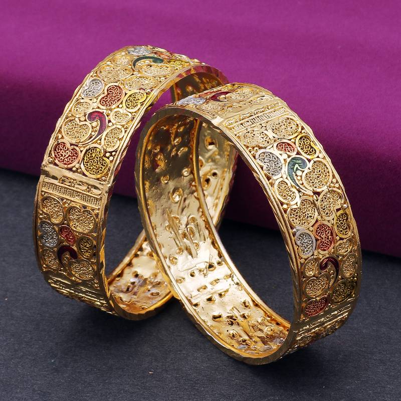 Sukkhi Glorious 24 Carat Gold Plated Meenakari Bangle Set of 2 for Women