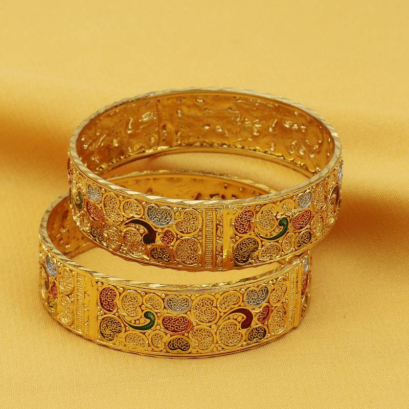 Sukkhi Glorious 24 Carat Gold Plated Meenakari Bangle Set of 2 for Women
