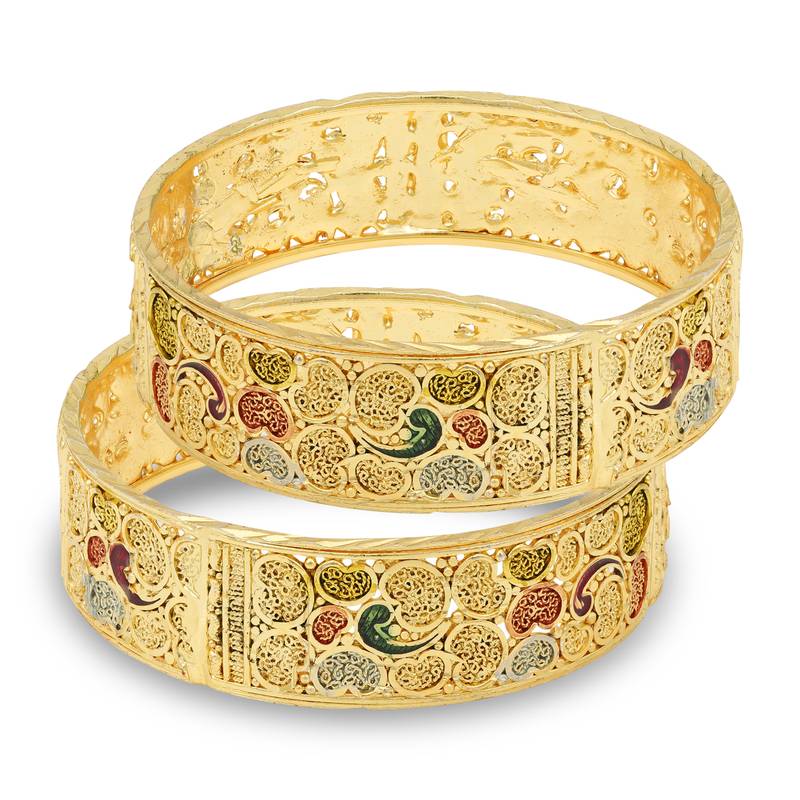 Sukkhi Glorious 24 Carat Gold Plated Meenakari Bangle Set of 2 for Women