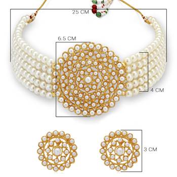 Sukkhi Lavish Gold Plated White Pearl Choker Necklace Set for Women 5