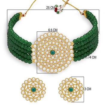 Sukkhi Incredible Gold Plated Green Pearl Choker Necklace Set for Women 5