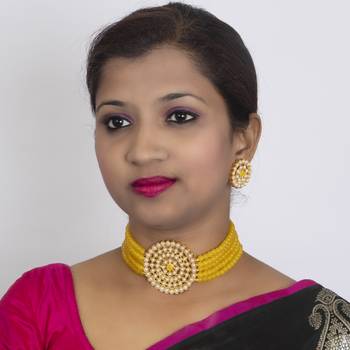 Sukkhi Marvellous Gold Plated Yellow Pearl Choker Necklace Set for Women 2