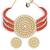 Sukkhi Modern Gold Plated Light Red & White Pearl Choker Necklace Set for Women