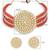 Sukkhi Modern Gold Plated Light Red & White Pearl Choker Necklace Set for Women