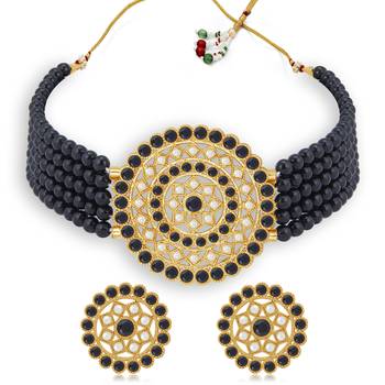 Sukkhi Elegant Gold Plated Green & White Pearl Choker Necklace Set for Women 1