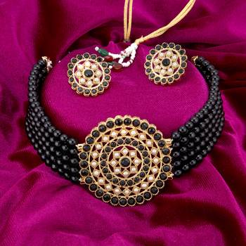 Sukkhi Elegant Gold Plated Green & White Pearl Choker Necklace Set for Women 3