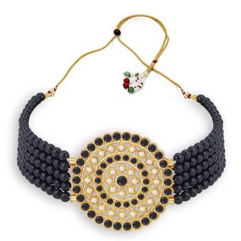 Sukkhi Elegant Gold Plated Green & White Pearl Choker Necklace Set for Women 5
