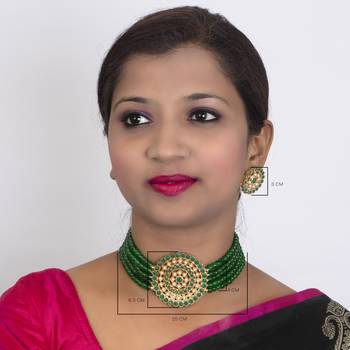 Sukkhi Amazing Gold Plated Green & White Pearl Choker Necklace Set for Women 4